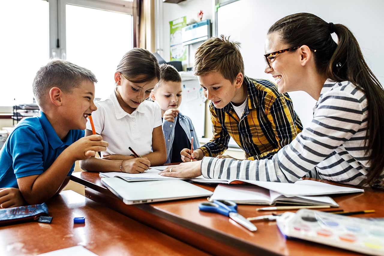 Students learning in the classroom